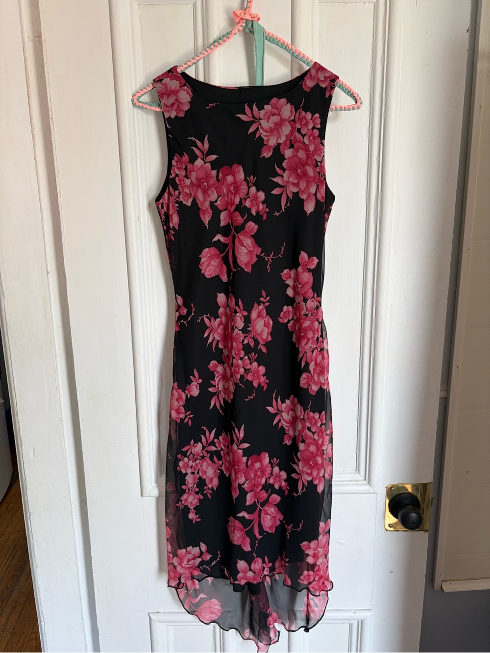 Vintage Y2K Black & Pink Floral Summer Dress